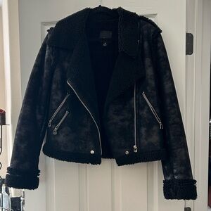 McGinn Black Faux Shearling Moto Jacket